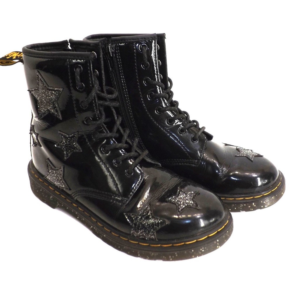 Dr. Martens Junior 1460 Glitter Star Patent Lace Up Boots- Ladies/Junior Size 6